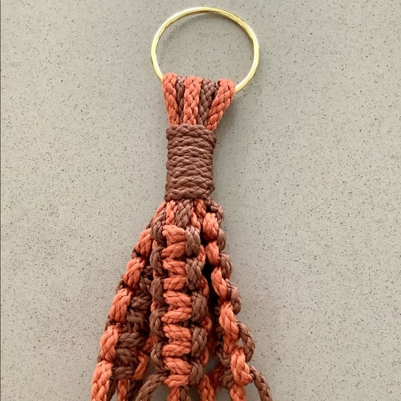 NEW Handmade Macrame Plant Hanger Orange & Brown - Picture 6 of 8